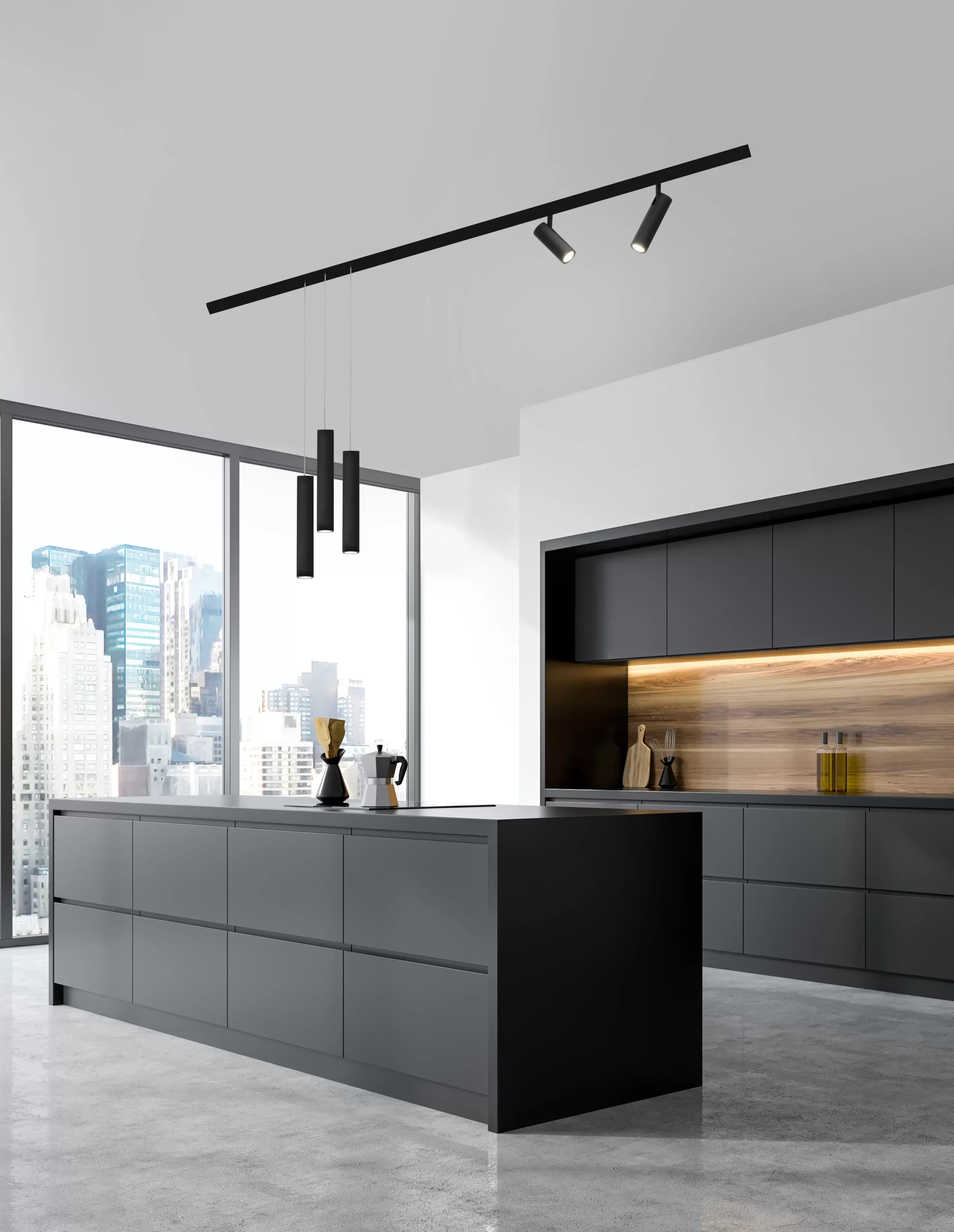 Corp de iluminat LED sina Nova Luce Jazz, 15W, negru nisipiu, IP20