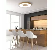 Plafoniera LED Mantra Coin, 100W, 2700K-5000K, lemn natur, dimabil, telecomanda
