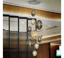 Pendul Schuller Ovila, 9xE27, crom, gri, coniac, dimabil