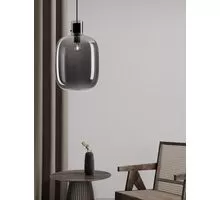 Pendul Nova Luce Cinzia, 1xE27, fumuriu-negru, abajur mare