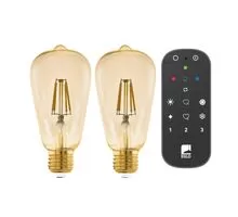Set 2 Bec Smart Eglo ST64 cu telecomanda, 1xE27, ambra