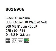 Spot LED Nova Luce Cob, 10W, 4000K, negru, IP44