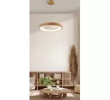 Pendul LED AZzardo Santana, 50W, lemn natur, dimabil, telecomanda