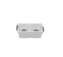 Spot fix LED Maytoni Alfa LED, 2x10W, 4000K, TRIAC, incastrat, filtru anti-glare, alb