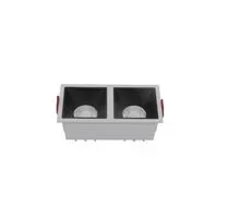 Spot fix LED Maytoni Alfa LED, 2x15W, 3000K, TRIAC, incastrat, filtru anti-glare, alb-negru