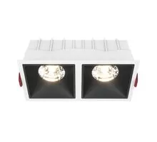 Spot fix LED Maytoni Alfa LED, 2x15W, 3000K, incastrat, filtru anti-glare, alb-negru