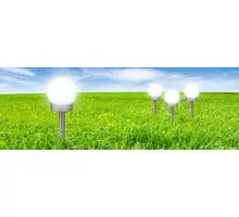 Lampa decorativa Globo Lighting Solar, tarus, 0.06W, alb-argintiu, IP44, set 3 bucati, 33770-3
