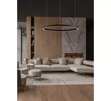 Pendul LED Nova Luce Elowen, 106W, 3000K, negru nisipiu, dimabil