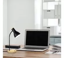 Lampa de birou Rabalux Ferb, 1xE14, lemn natur-negru, ON-OFF