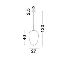 Pendul Nova Luce Lato, 1xE27, oval, auriu-fumuriu