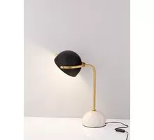 Lampa de birou Nova Luce Bishop, 1xE27, alb marmorat-auriu-negru