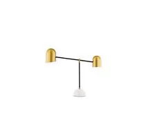 Lampa de birou Nova Luce Nela, 2xE27, alb marmorat-auriu-negru