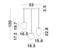 Pendul Nova Luce Lato, 3xE14, baza liniara, alb, negru