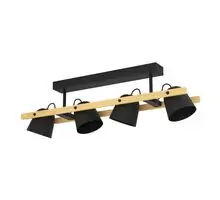 Plafoniera LED Eglo Hornwood-Z, 14.8W, lemn natur-negru, dimabil, telecomanda, Smart control App