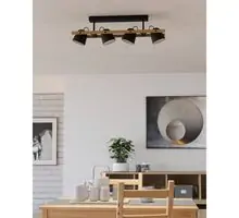 Plafoniera LED Eglo Hornwood-Z, 14.8W, lemn natur-negru, dimabil, telecomanda, Smart control App