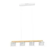 Pendul LED Eglo Portico-Z, 14.8W, alb-lemn natur, dimabil, telecomanda, Smart control App
