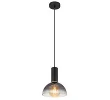 Pendul Globo Lighting Classis, 1xE27, Ø 200 mm, fumuriu-lemn natur-negru