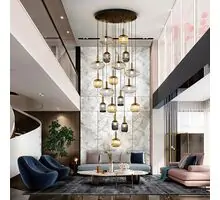 Pendul cristal  Schuller Norma II, 18xE27, alama-transparent-negru, dimabil