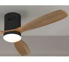 Plafoniera cu ventilator LED Schuller Siroco, 24W, D132, alb opal-negru-nuc, dimabil