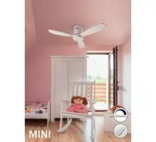 Plafoniera cu ventilator LED Schuller Siroco, 24W, D107, alb-alb mat-opal, dimabil