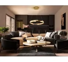 Pendul LED Schuller Ciclos, 52W, alb opal-crom-auriu