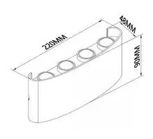Aplica LED, Mantra Arcs, 8W, 3000K, 170x40x80xmm, alb nisipiu, IP54, 7814
