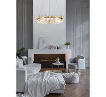 Pendul LED Nova Luce Kezo, 45W, 3500K, auriu satinat-transparent, dimabil, Triac