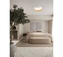 Plafoniera LED Nova Luce Sigi, 50W, 3000K, alb-lemn natur, dimabil