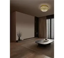 Plafoniera cristal LED Nova Luce Celysia, 46W, 3500K, D50 cm, auriu, dimabil Triac