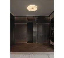 Plafoniera LED Nova Luce Serita, 28W, 3000K, 1952 lumeni, D400 mm, H60 mm, alama, auriu, dimabil Triac