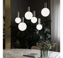 Pendul LED Ideal Lux Odeon, 39W, 3000K, Hmax 253 cm, alb, gri, negru