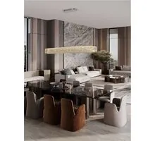 Pendul LED Nova Luce Arietta 82W, 3000K, 5740 lumeni, L1190 mm, Hmax 2100 mm, nichel, dimabil Triac