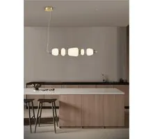 Pendul LED Nova Luce Palo, 28W, 3000K, 1680 lumeni, L960 mm, Hmax 2120 mm, auriu, albastru, gri, maro, dimabil Triac