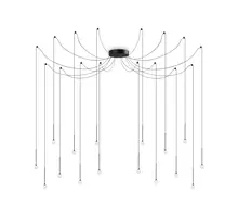 Pendul LED Ideal Lux Lucciola, 16W, 3000K, 910 lumeni, D200 mm, Hmax 5435 mm, negru