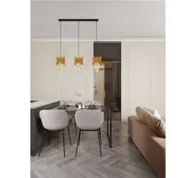 Pendul Nova Luce Rilva, 3xE14 max. 5W, L850 mm, Hmax 1590 mm, auriu, negru