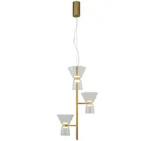 Pendul LED Mantra New York, 18W, 3000K, 1400 lumeni, Hmax 230 cm, D49 cm, auriu, alb