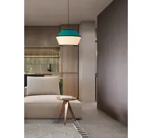 Pendul Nova Luce Veliss, 1xE27 max. 12W, D450 mm, Hmax 2060 mm, bej, verde, negru