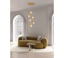 Pendul LED Nova Luce Malory, 27W, 3000K, Hmax 1870 mm, alb, auriu, dimabil Triac