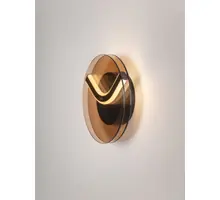 Aplica LED Nova Luce Halley, 7W, 3000K, 193 lumeni, D200 mm, negru, champagne, dimabil Triac