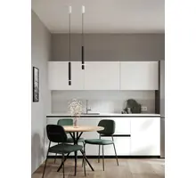 Pendul LED Nova Luce Noemi, 6W, 3000K, 360 lumeni, D110 mm, Hmax 2430 mm, alb, negru, dimabil Triac