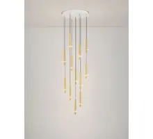 Pendul LED Nova Luce Noemi, 65W, 3000K, 4320 lumeni, D620 mm, Hmax 2390 mm, alb, alama auriu, negru, dimabil Triac