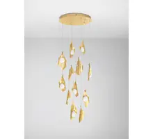 Pendul LED Nova Luce Malory, 45W, 3000K, Hmax 3370 mm, alb, auriu, dimabil Triac