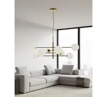 Lustra AZzardo Oviedo, 8xG9 max. 6W, L1150 mm, Hmax 1540 mm, alb, auriu, negru