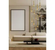 Pendul LED Nova Luce Noemi, 65W, 3000K, 4320 lumeni, D620 mm, Hmax 2390 mm, alb, alama auriu, negru, dimabil Triac