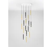Pendul LED Nova Luce Noemi, 88W, 3000K, 5760 lumeni, D720 mm, Hmax 3380 mm, alb, alama auriu, negru, dimabil Triac