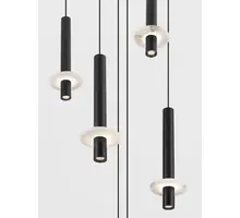 Pendul LED Nova Luce Noemi, 37W, 3000K, 2520 lumeni, D470 mm, Hmax 2390 mm, alb, negru, dimabil Triac
