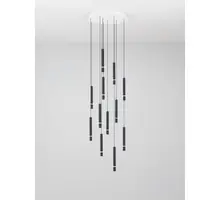 Pendul LED Nova Luce Noemi, 65W, 3000K, 4320 lumeni, D620 mm, Hmax 2390 mm, alb, negru, dimabil Triac