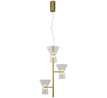 Pendul LED Mantra New York, 18W, 3000K, 1400 lumeni, Hmax 230 cm, D49 cm, auriu, alb