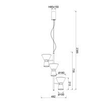 Pendul LED Mantra New York, 18W, 3000K, 1400 lumeni, Hmax 230 cm, D49 cm, auriu, alb
