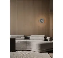 Aplica LED Nova Luce Delion, 5W, 3000K, 236 lumeni, D200 mm, crom, sticla striata fumurie, dimabil Triac